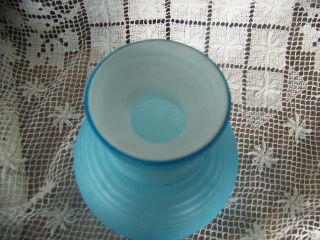 Antique Blue Satin Art Glass Cased Swirl Vase photo