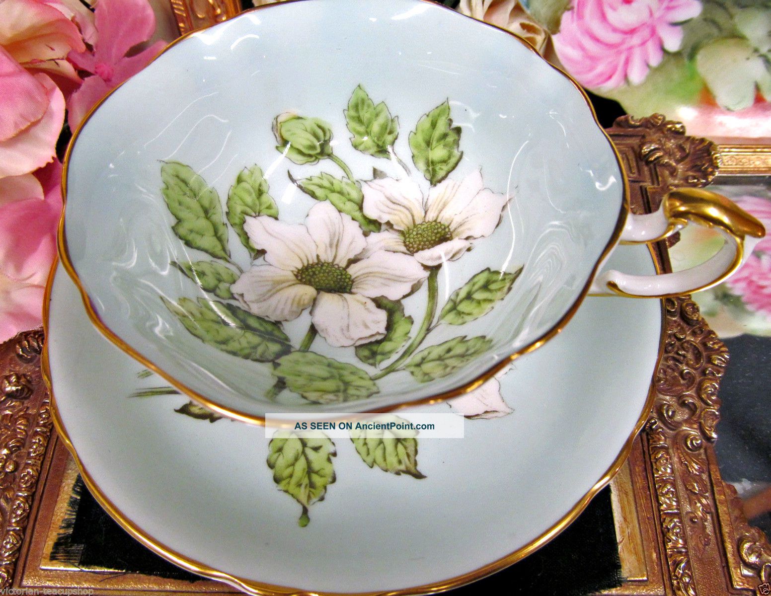 Paragon Tea Cup And Saucer Baby Blue Daisy Pattern Teacup Wide Mouth Cups & Saucers photo