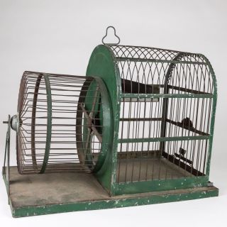 Primitive Antique Metal Hamster Cage With Paint photo