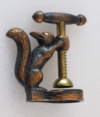 Squirrel Figurine Brass & Copper Nutcracker Fast photo
