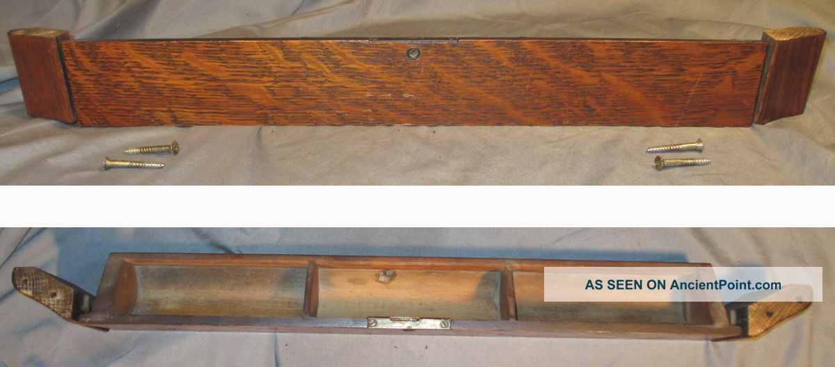 B Antique Tiger Oak Singer Treadle Sewing Machine Center Middle Flip Open Drawer Furniture photo