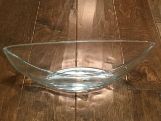 Antique Clear Glass Bowl Boat Shape Oval Smile Serving Plate Dish photo