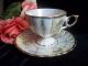 Vtg Shabby Chic Inarco Japan Footed Cup & Saucer.  Yellow,  Pearlescent,  Gold Trim Cups & Saucers photo 1