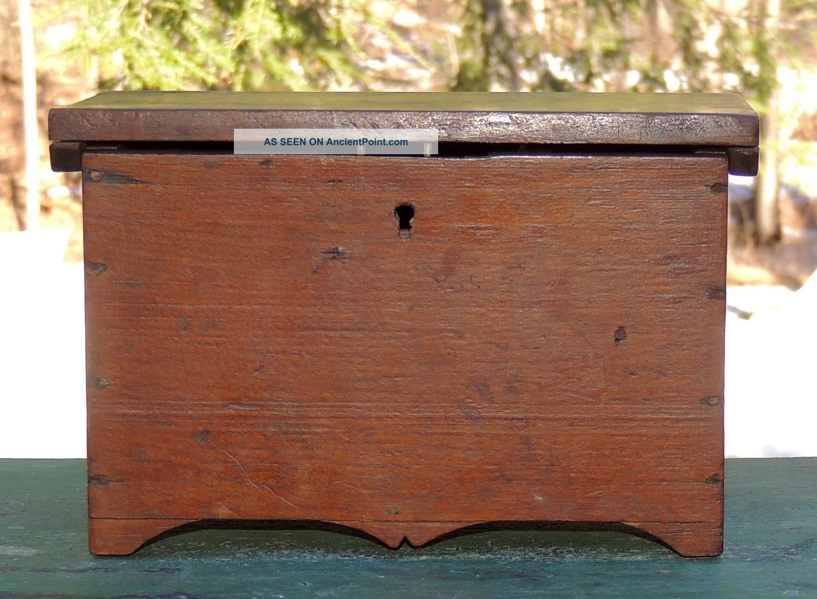 Antique Primitive Miniature Wood Blanket Chest,  With Till,  Aafa Primitives photo