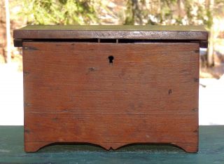 Antique Primitive Miniature Wood Blanket Chest,  With Till,  Aafa photo