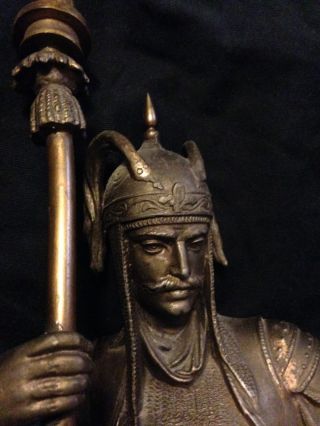 Antique Bronze ? Medieval Persian Saladin Dervish Warrior Statue Scimitar Sword photo