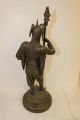 Antique Bronze ? Medieval Persian Saladin Dervish Warrior Statue Scimitar Sword Metalware photo 3