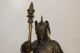 Antique Bronze ? Medieval Persian Saladin Dervish Warrior Statue Scimitar Sword Metalware photo 7