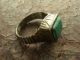 Medieval Bronze Polished Ring With Turquouse Insert (607) Other Antiquities photo 2