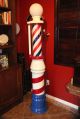 Antique 1920 ' S Koken Porcelain Floor Lighted Barber Pole W/ Key Wound Spinner Barber Chairs photo 9