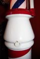 Antique 1920 ' S Koken Porcelain Floor Lighted Barber Pole W/ Key Wound Spinner Barber Chairs photo 1