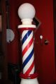 Antique 1920 ' S Koken Porcelain Floor Lighted Barber Pole W/ Key Wound Spinner Barber Chairs photo 3