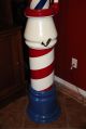 Antique 1920 ' S Koken Porcelain Floor Lighted Barber Pole W/ Key Wound Spinner Barber Chairs photo 6