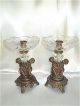 Antique Pair 2 Cherubs Brass/crystal Glass Art Deco Candle Stick Holders Candle Holders photo 1