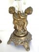 Antique Pair 2 Cherubs Brass/crystal Glass Art Deco Candle Stick Holders Candle Holders photo 2