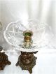 Antique Pair 2 Cherubs Brass/crystal Glass Art Deco Candle Stick Holders Candle Holders photo 3