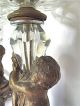 Antique Pair 2 Cherubs Brass/crystal Glass Art Deco Candle Stick Holders Candle Holders photo 4