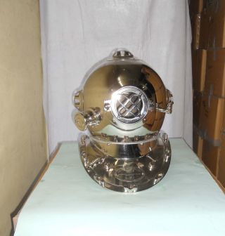 Steel Metal Chrome Finish Mark V Deep Diving Helmet Navy 18 Inch Diving Helmet photo