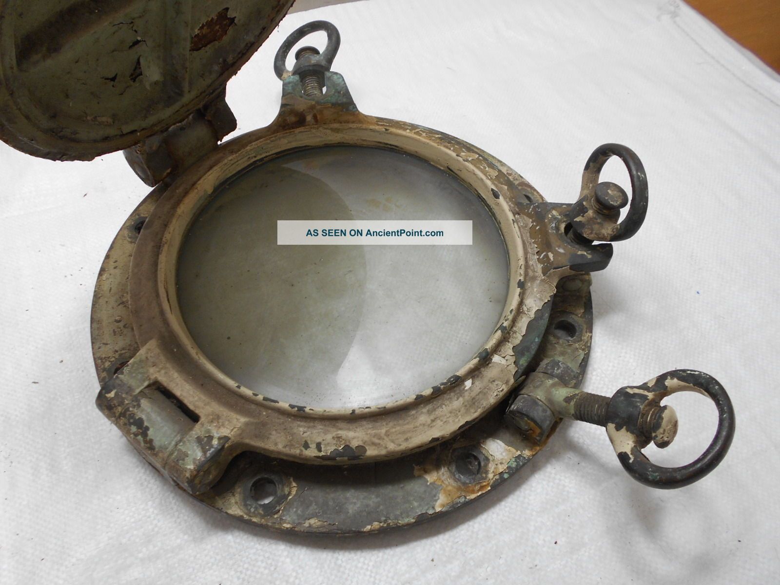 Vintage Authentic Brass Porthole With Cover Japanese Nautical Maritime 7 Ship Equipment photo