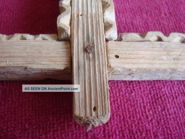 19th C.  Antique Primitive Small Frame Wood Hand Carved 2 Photos Frame Primitives photo