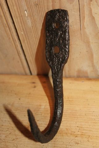 Antique Wrought Iron Hook Meat/beam/hanging Hook Hand Forged Blacksmith Made photo
