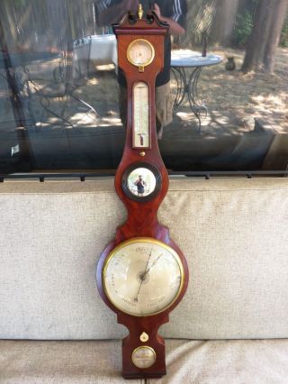 Rare Signed Francis Amadio Barometer Banjo Weather Station; Mid 1800s; Victorian photo