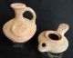 2 Biblical Ancient Antique Jug & Oil Lamp Jerusalem Clay Pottery Terracotta Rep Holy Land photo 1
