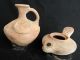 2 Biblical Ancient Antique Jug & Oil Lamp Jerusalem Clay Pottery Terracotta Rep Holy Land photo 2
