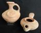 2 Biblical Ancient Antique Jug & Oil Lamp Jerusalem Clay Pottery Terracotta Rep Holy Land photo 3