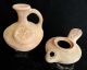 2 Biblical Ancient Antique Jug & Oil Lamp Jerusalem Clay Pottery Terracotta Rep Holy Land photo 4