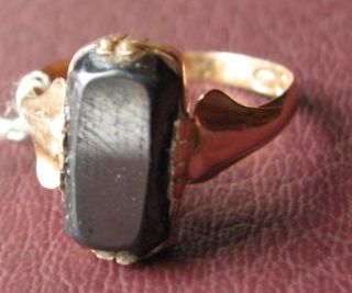 Antique Gold Ring Hematite Stone,  Hallmarked,  Dated 1834 Sz: 6 Us 16.  5mm 11413 photo