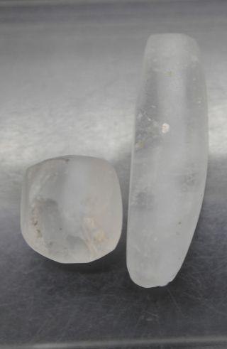 Two Ancient Egyptian Rock Crystal Polished Beads C.  500 Bc. photo