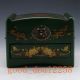 Oriental Vintage Hardwood Hand - Painting Magpie Green Box & Mirror Boxes photo 2