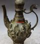 Chinese Bronze 8 Immortal Dragon Wine Tea Pot Flagon Teapot Statue Teapots photo 3