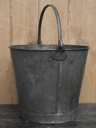 Vintage Galvanised Metal Pail Bucket Old Garden Tools Market Farm Shop Tub Pot. photo