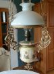 Antique Majolica Hanging Oil Lamp Chandelier Cottage Country Art Nouveau Chandeliers, Fixtures, Sconces photo 1