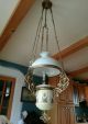 Antique Majolica Hanging Oil Lamp Chandelier Cottage Country Art Nouveau Chandeliers, Fixtures, Sconces photo 5