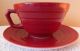 1930s Hazel - Atlas Modertone Maroon Platonite Depression Glass Cup And Saucer Other Antique Glass photo 2