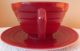 1930s Hazel - Atlas Modertone Maroon Platonite Depression Glass Cup And Saucer Other Antique Glass photo 3