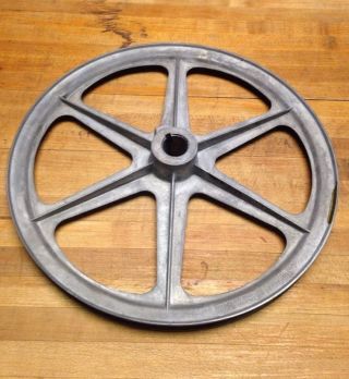 Antique Vintage Industrial Cast Aluminum Metal Belt Pulley Steampunk Wheel photo