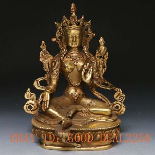 Tibet Brass Tibetan Buddhism Statue - - - - White Tara photo