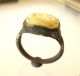 Medieval Bronze Ring With Amber Insert (629) Other Antiquities photo 1