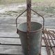 Vtg Primitive Galvanize Well Bucket Chain & Pulley Planter Pail Farm Barn Feed Primitives photo 1