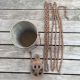 Vtg Primitive Galvanize Well Bucket Chain & Pulley Planter Pail Farm Barn Feed Primitives photo 2