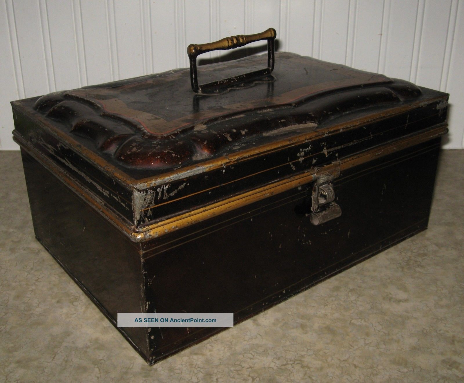 19th Century Victorian Toleware Painted Tin Document Box 13 - 1/4 