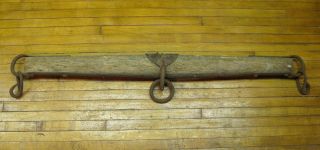 Antique Wood & Metal Wagon Plow Hitch Horse Oxen Mule Yoke Single Tree - Rustic photo