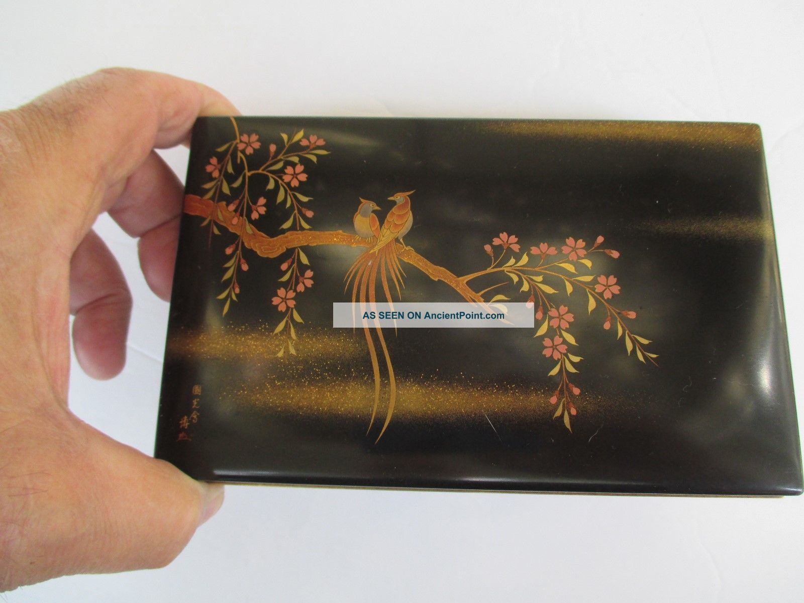 Lovely Signed Vintage Pilot Laquer Ware Lidded Hinged Box Boxes photo