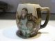Antique American Belleek Hand Painted Mug Tankard Monks Friars Signed C.  F.  G Mugs & Tankards photo 2