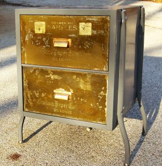 Vintage 2 Drawer Paper Sample Cabinet Legs Printing Industrial End Bed Table photo