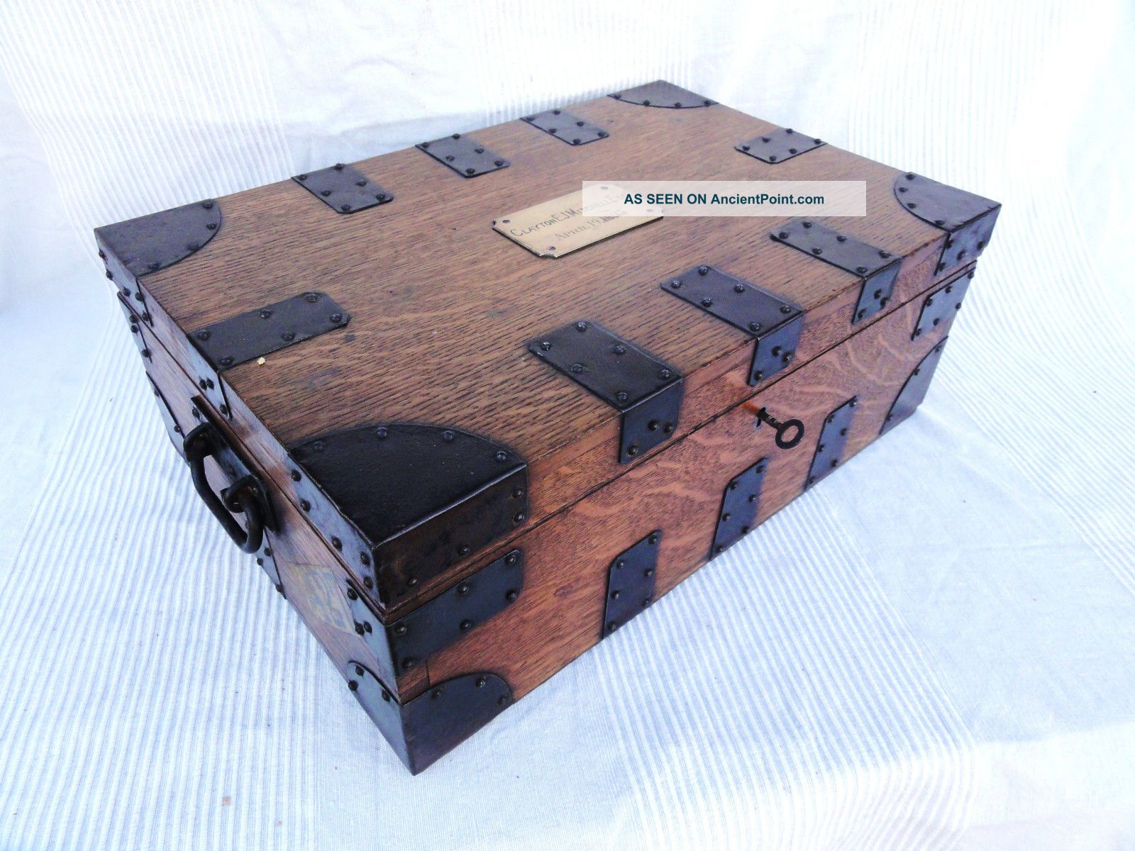 A Victorian Oak Campaign Silver Chest By Goldsmiths Boxes photo